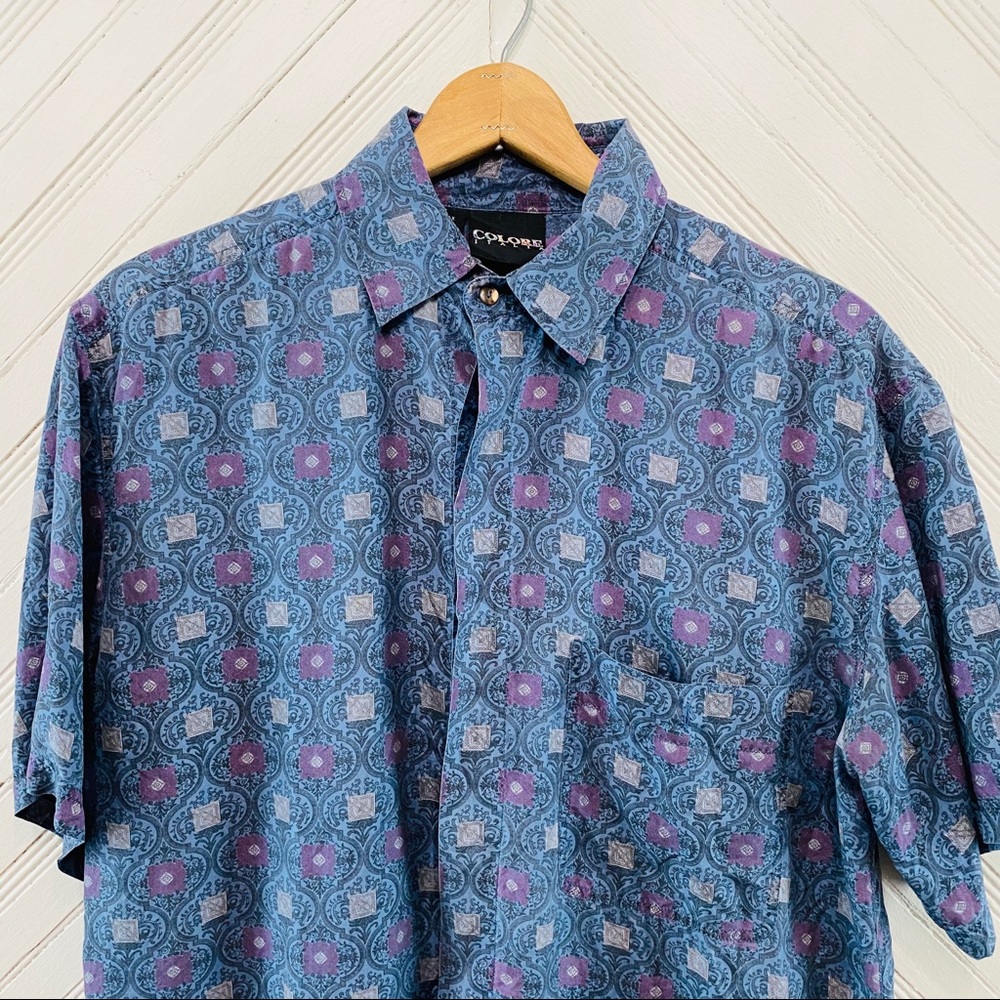Vintage Lightweight Silk Patterned Button Shirt - image 2